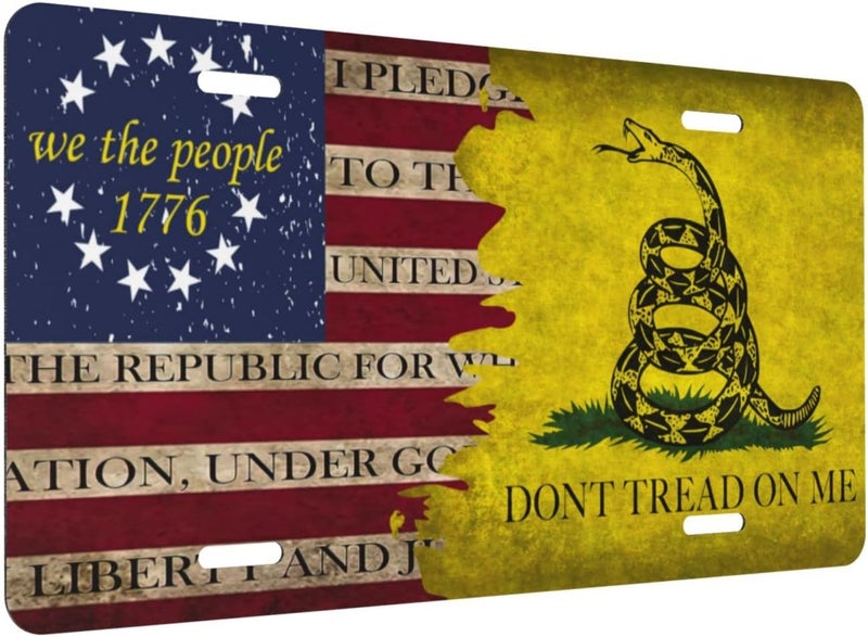 Smoaffly Don't Tread On Me License Plate,American Flag Decorative Car Front,Metal Plate,Vanity Tag,Aluminum Noverlty License Plate for Men/Women/Boy/Girls Car 6×12 Inch - Image 2